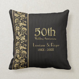 Coussin Gold Floral Elegance 50e anniversaire Mariage
