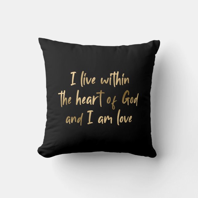 Coussin Gold Foil Coeur de Dieu Citation Inspirationnelle  (Recto)