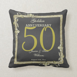 Coussin Gold Gem & Parties scintillant 50e Mariage d'or 