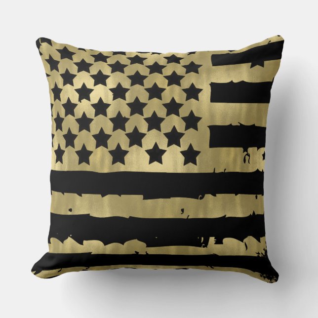 Coussin Gold Glam Abstrait USA Drapeau (Recto)
