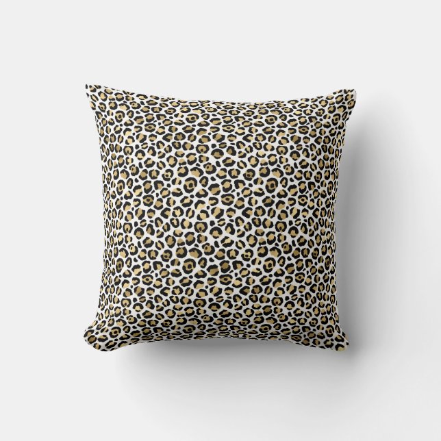Coussin Gold Glam Black Leopard (Recto)