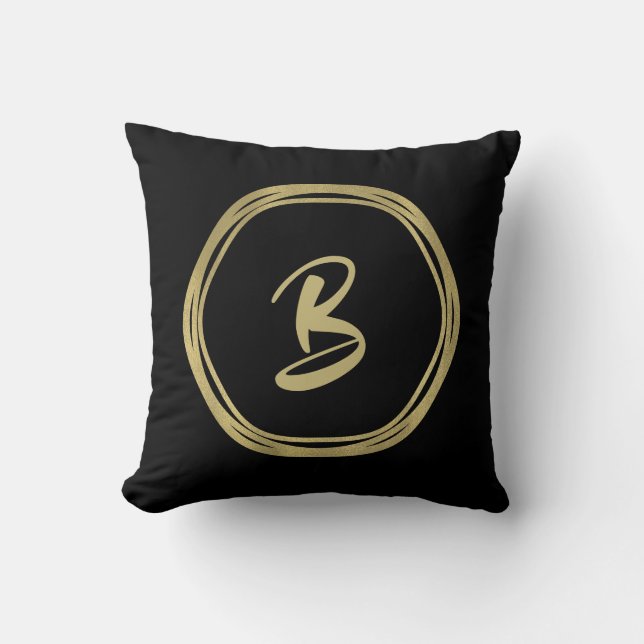 Coussin Gold Glam & Black Rings (Toute Couleur) Moderne Gl (Recto)