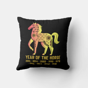 Coussin Gold Gradient Année Du Cheval Zodiac Noir