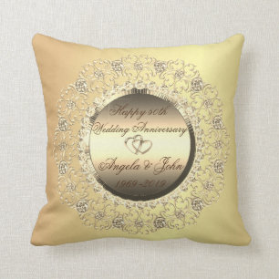 Coussin Gold Hearts Diamonds 50e anniversaire de Mariage