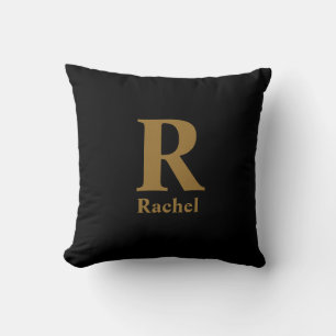 Coussin Gold Initial/Prénom/Famille Sur Noir