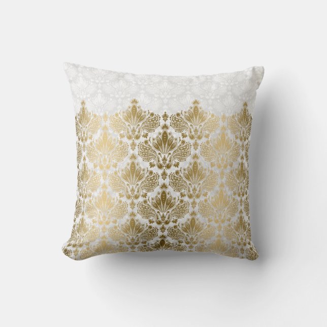 Coussin Gold Lace Plush White Damques Arrière - plan (Recto)