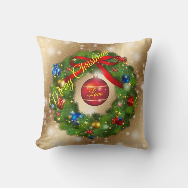 Coussin Gold Love Joyeux Noël (Recto)