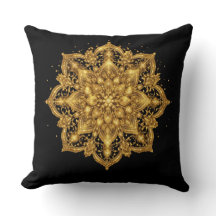Gold Mandala Pillow Luxury Decorative Throw 