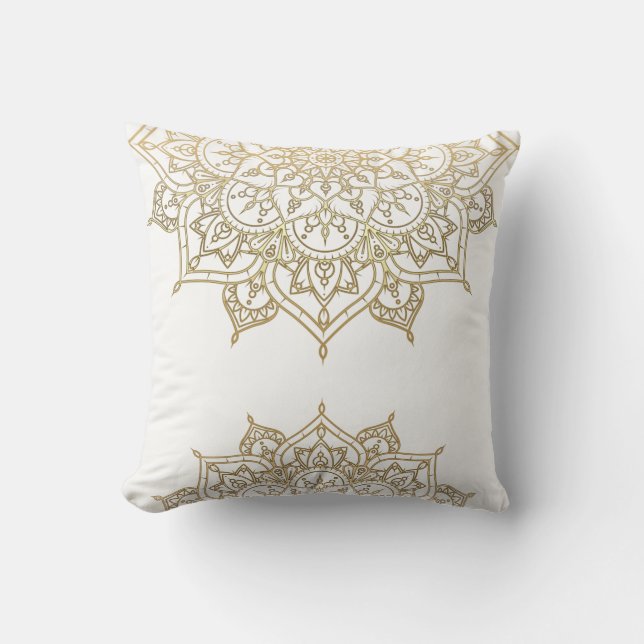 Coussin Gold Mandala White Chic Glamor Moderne Glam (Recto)