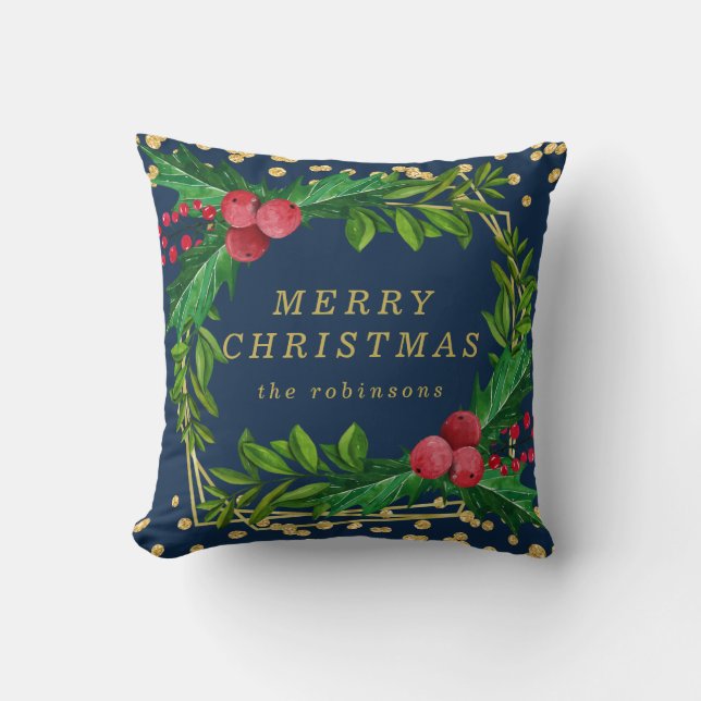 Coussin Gold Marine Famille Joyeux Noël Holly Parties scin (Recto)