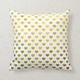 Coussin Gold Metallic Faux Foil Hearts Polka Dot Heart