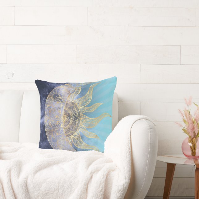 Coussin Gold Moon Sun Mandala Celestial Design (Canapé)