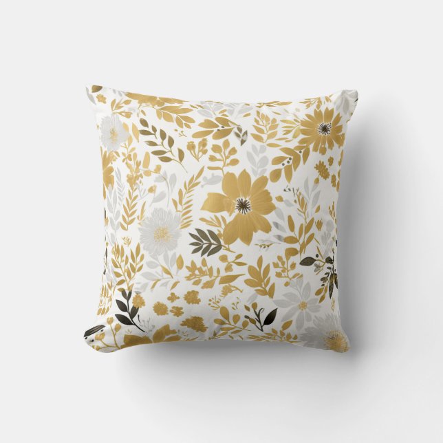Coussin GOLD n GRAY FLORAL LAIT PILLOW (Recto)