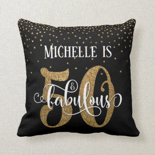 Coussin Gold Parties scintillant 50 & Fabuleuse typographi