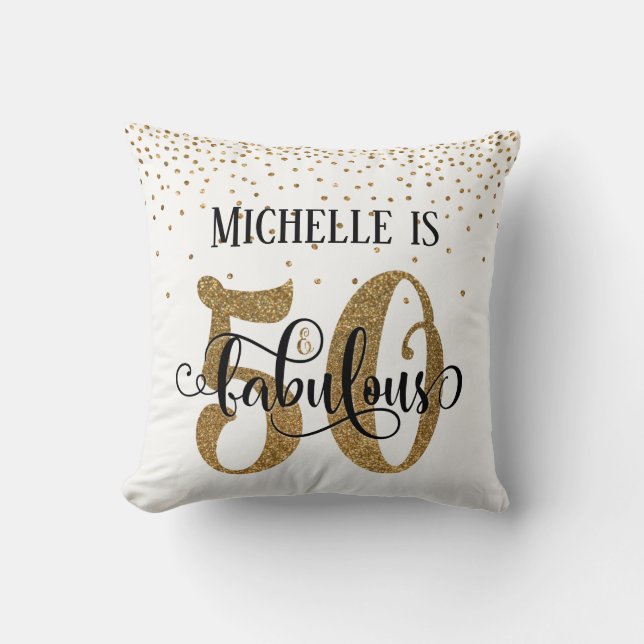Coussin Gold Parties scintillant 50 & Fabuleux Anniversair (Recto)