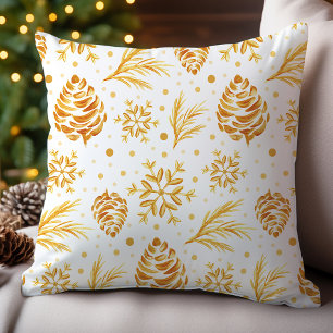 Coussin Gold Rustic Pine Christmas