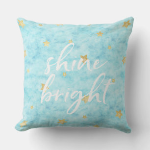 Coussin Gold Sky Blue Stars Aquarelle brillante