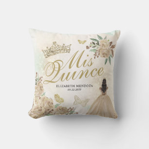 Coussin Gold Sparkel Floral Princess Quinceañera Anniversa