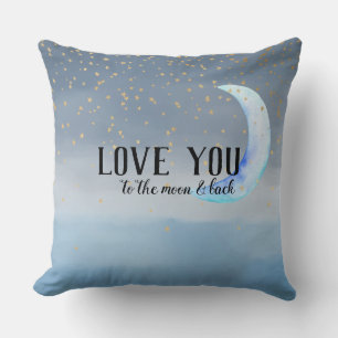 Coussin Gold Stars Moon Blue Ombre