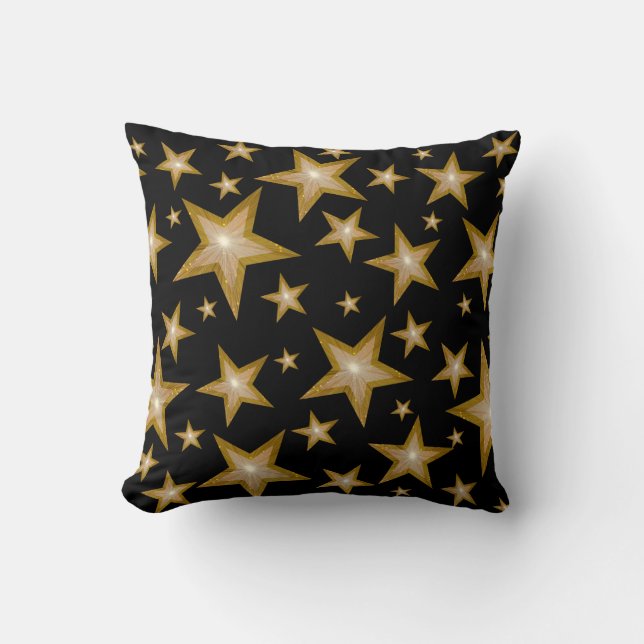 Coussin "Gold" Stars noir "Texte" carré noir dos (Recto)