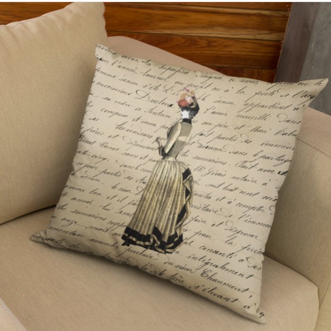 Coussin Gold Victorian Vintage Steampunk Femme Lady (Créateur téléchargé)