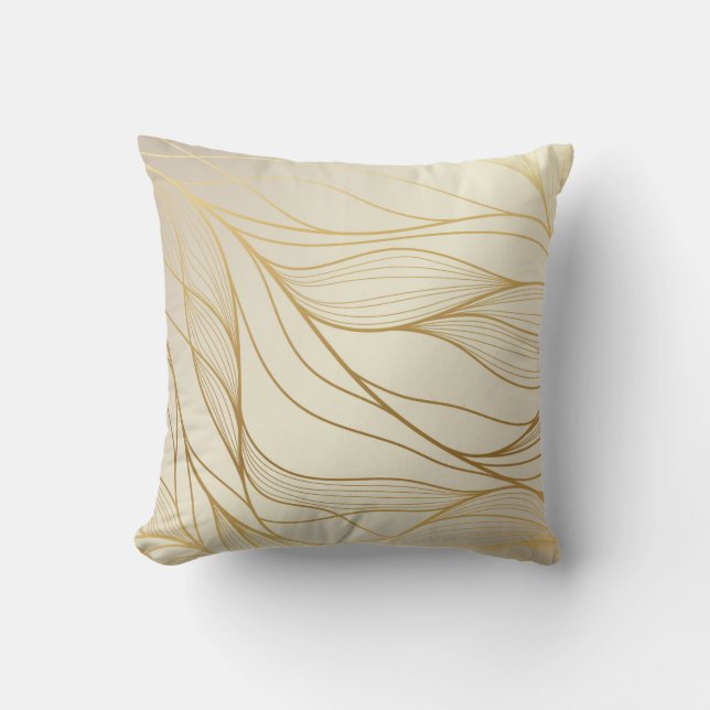 Coussin Gold wavy pattern. Luxurious golden linear ornamen (Recto)