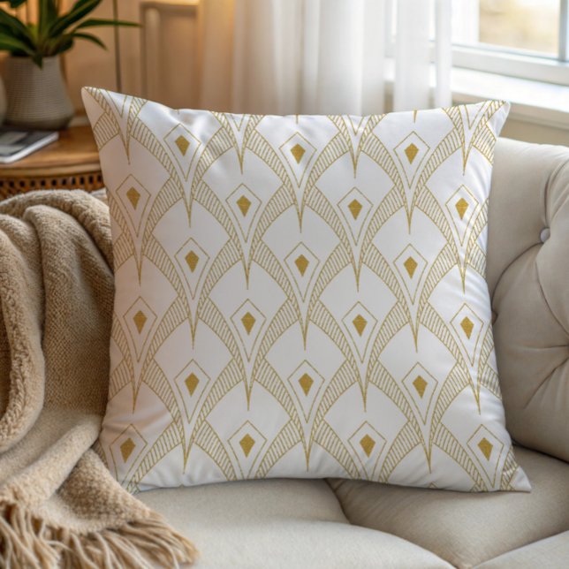Coussin Gold & white art-deco seamless pattern 3 (Créateur téléchargé)