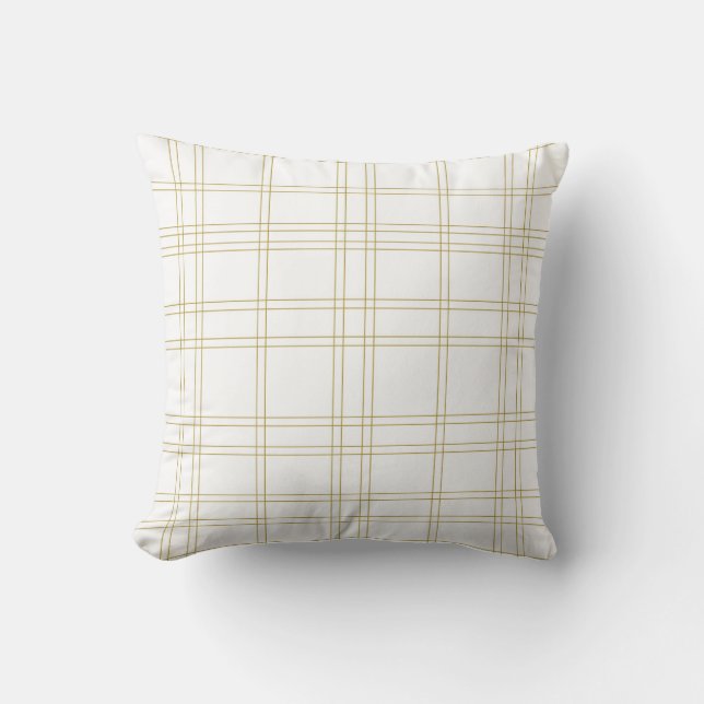 Coussin Gold & White Minimal moderne Plaid Motif propre (Recto)