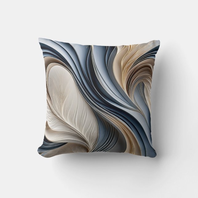 Coussin Golden Air - Bleu doux et or Flowing Abstract (Recto)