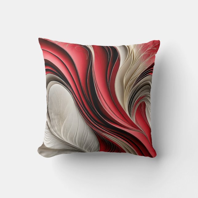 Coussin Golden Air – Cranberry & Champagne Flowing Abstrac (Recto)