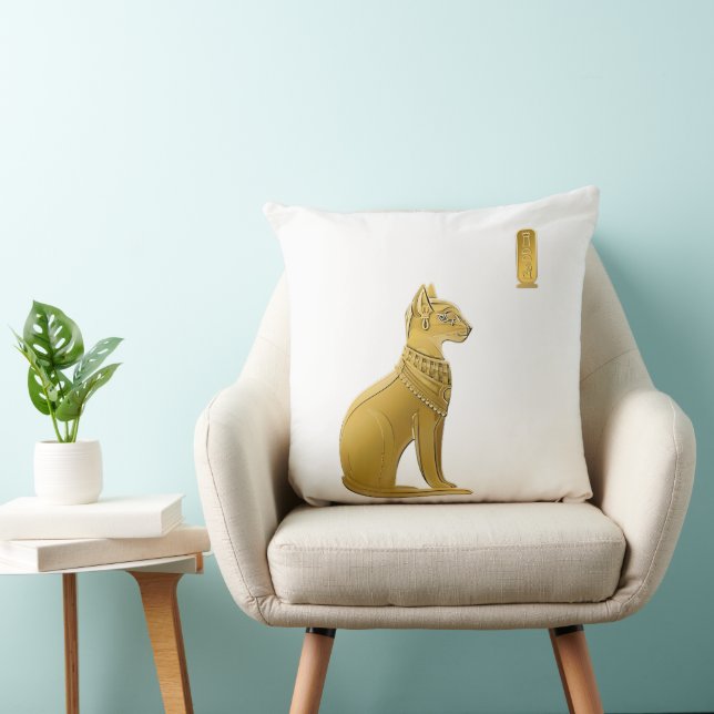 Coussin Golden Bastet - Déesse égyptienne de la protection (Chaise)