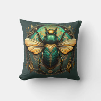 Coussin Golden Beetle Emblem Pillow - Embrace Elegance