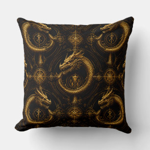 Coussin Golden Dragon Dark Fantasy Pillow