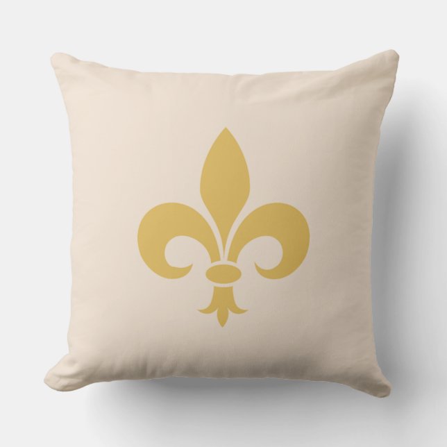 Coussin Golden Fleur de Lis on Light Champagne Beige (Recto)