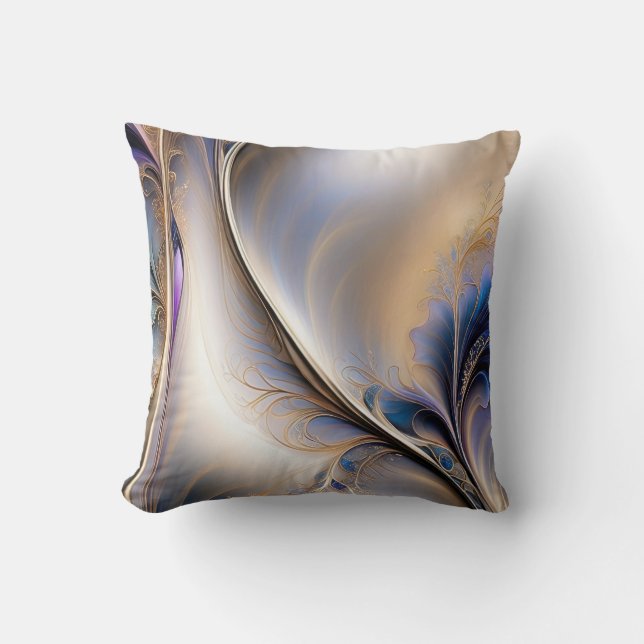 Coussin Golden Flow - Abstrait Bleu et Or Art Fluide (Recto)