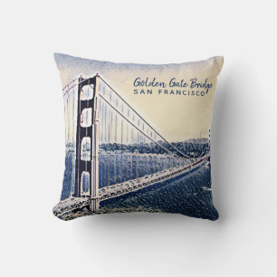 Coussin Golden Gate Bridge San Francisco Watercolor Art