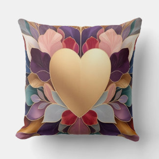 Coussin Golden Heart Bloom Elegant Multicolor Floral Sym