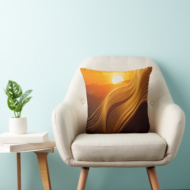 Coussin Golden Horizon — Abstract Luxury Throw Pillow (Chaise)