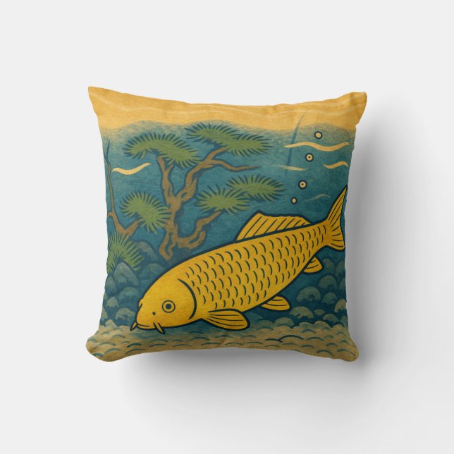 Coussin Golden Koi Japanese Art (Recto)