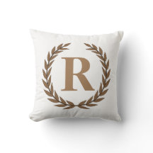 Golden Laurel Wreath Personnalisé Initial White