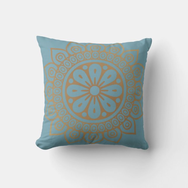 Coussin "Golden Mandala on Air Force Blue" (Recto)