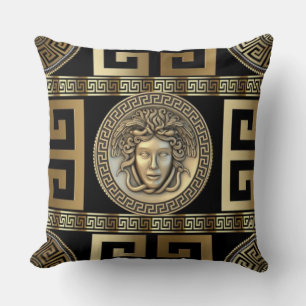 Coussin Golden Medusa clé grecque de la vie