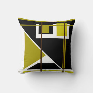 Coussin Golden Olive Black White Retro Look