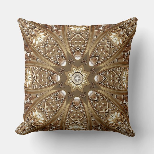 Coussin Golden Ornate Throw Pillow (Recto)
