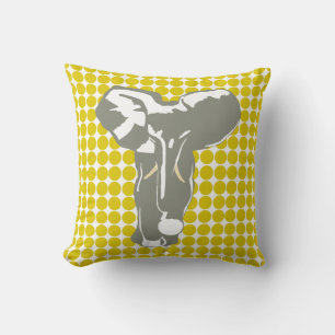 Coussin Golden Poppy Safari Point avec Éléphant Pop Art