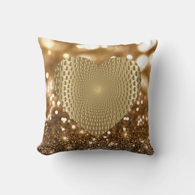 Coussin Golden Prismatic Heart Bokeh Faux Parties scintill (Recto)