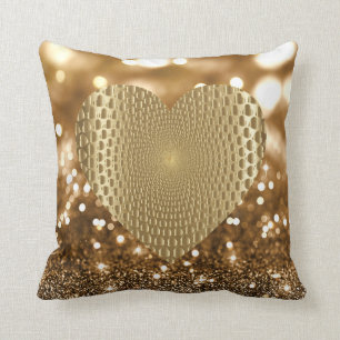 Coussin Golden Prismatic Heart Bokeh Faux Parties scintill