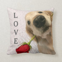 Golden retriever avec amour personnalisé de rose