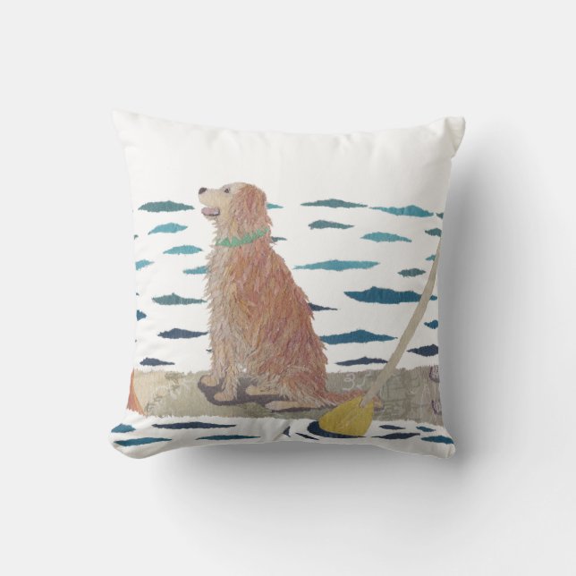 Coussin Golden retriever, chien de plage, panneau de (Recto)