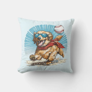 Coussin Golden Retriever Chien Jouant Au Baseball